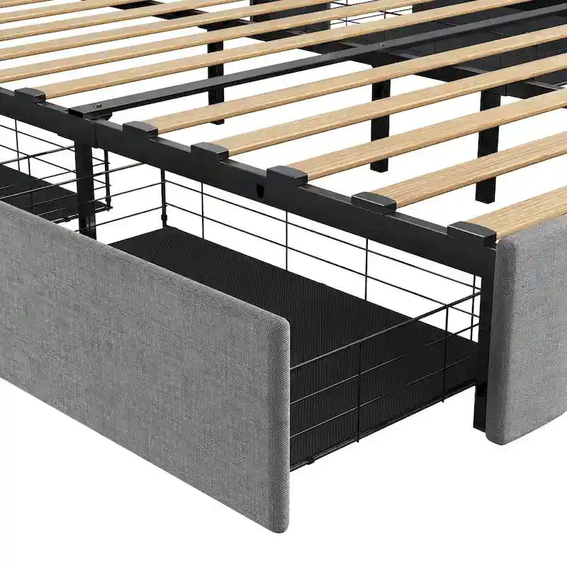 Lit plateforme avec LED et tiroirs de rangement