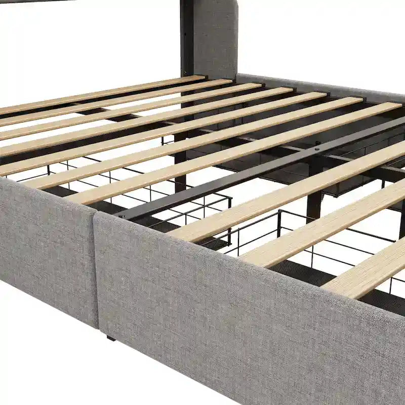 Lit plateforme avec LED et tiroirs de rangement