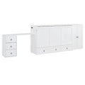White Queen Size Murphy Bed with USB Port, Large Drawer and Desk Combo for Bedroom