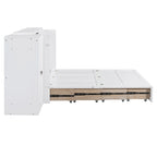 Lit escamotable Queen Size blanc avec port USB, grand tiroir et bureau combinés pour chambre à coucher