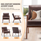 Fauteuil d'appoint moderne marron foncé 26 avec cadre en bois massif et dossier extra-épais