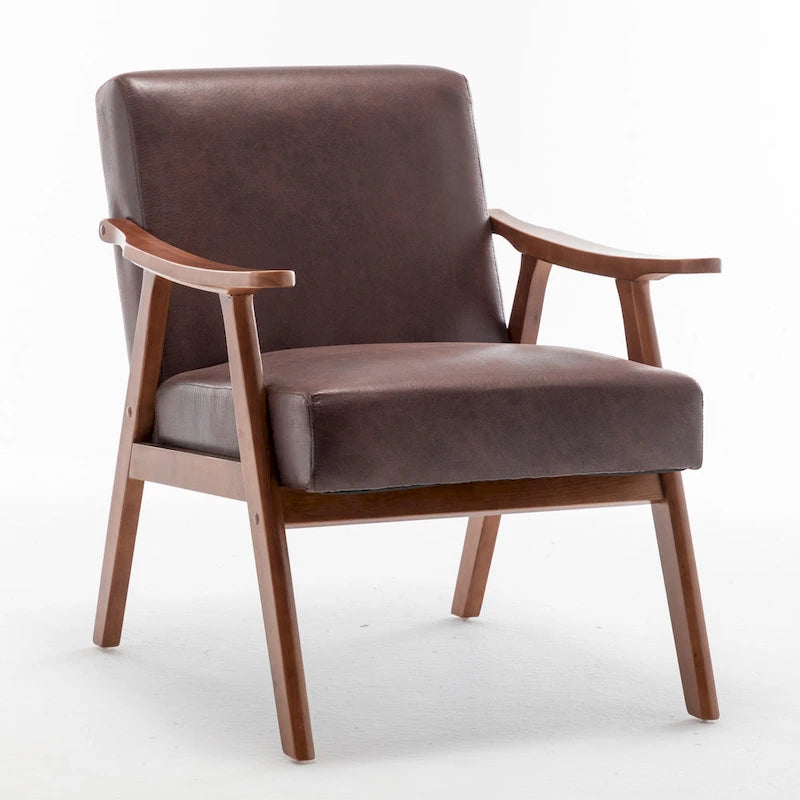 Fauteuil d'appoint moderne marron foncé 26 avec cadre en bois massif et dossier extra-épais