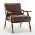 Fauteuil d'appoint moderne marron foncé 26 avec cadre en bois massif et dossier extra-épais