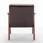 Fauteuil d'appoint moderne marron foncé 26 avec cadre en bois massif et dossier extra-épais