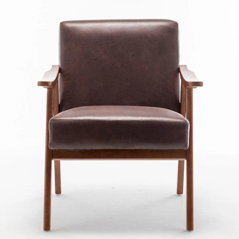 Fauteuil d'appoint moderne marron foncé 26 avec cadre en bois massif et dossier extra-épais
