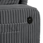 Canapé 3 places moderne en velours côtelé rectangulaire avec port USB et 2 oreillers