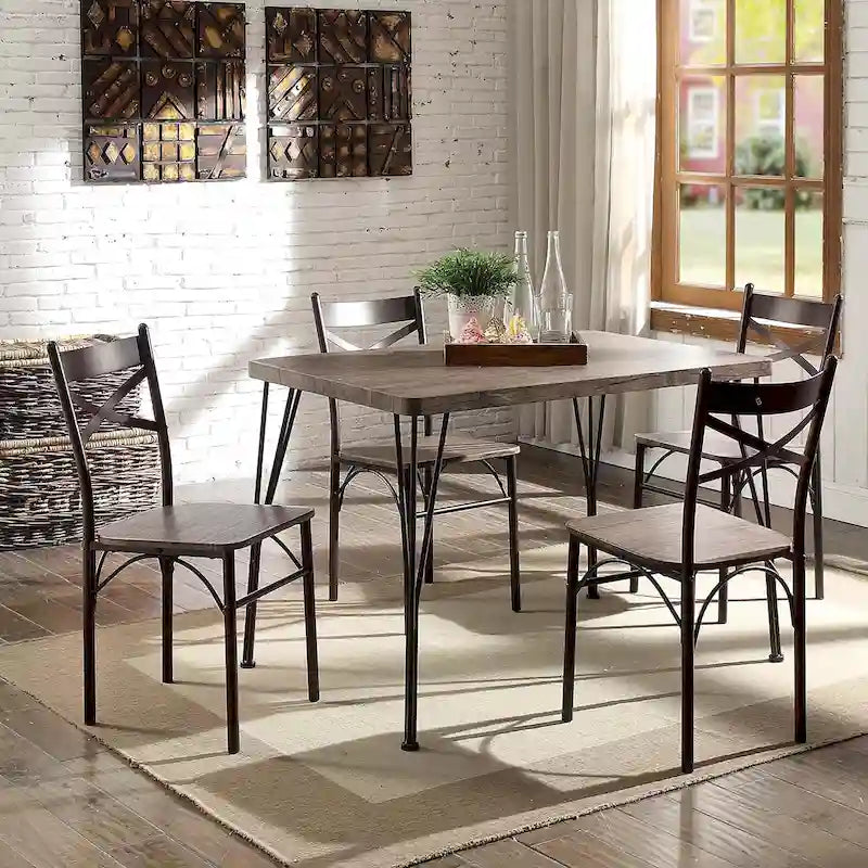 Ensemble de salle à manger Zath Industrial Metal 5 pièces par Furniture of America