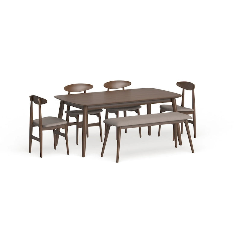 Ensemble de salle à manger Haapajarvi Mid-century Modern 6 pièces en chêne moyen