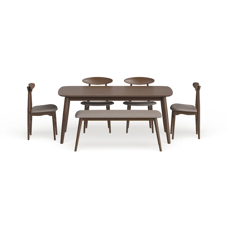 Ensemble de salle à manger Haapajarvi Mid-century Modern 6 pièces en chêne moyen