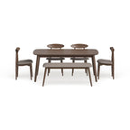 Ensemble de salle à manger Haapajarvi Mid-century Modern 6 pièces en chêne moyen