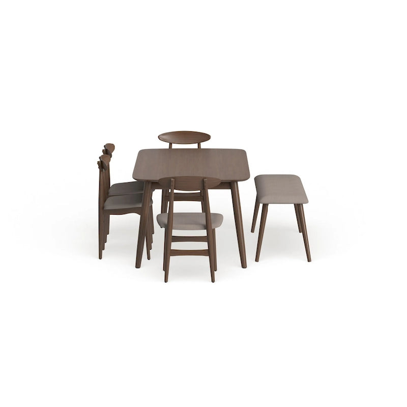 Ensemble de salle à manger Haapajarvi Mid-century Modern 6 pièces en chêne moyen