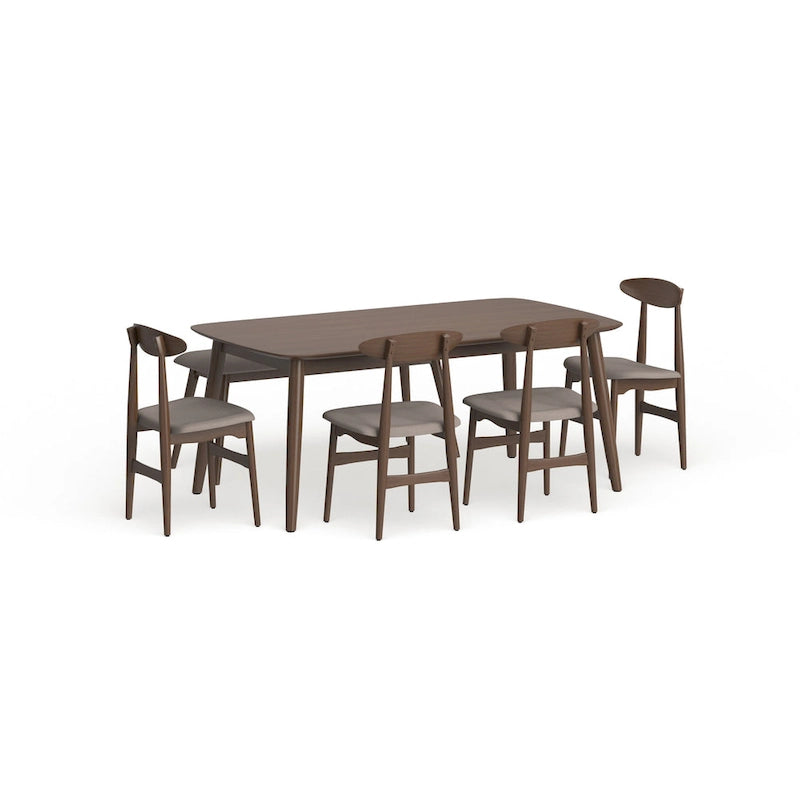 Ensemble de salle à manger Haapajarvi Mid-century Modern 6 pièces en chêne moyen