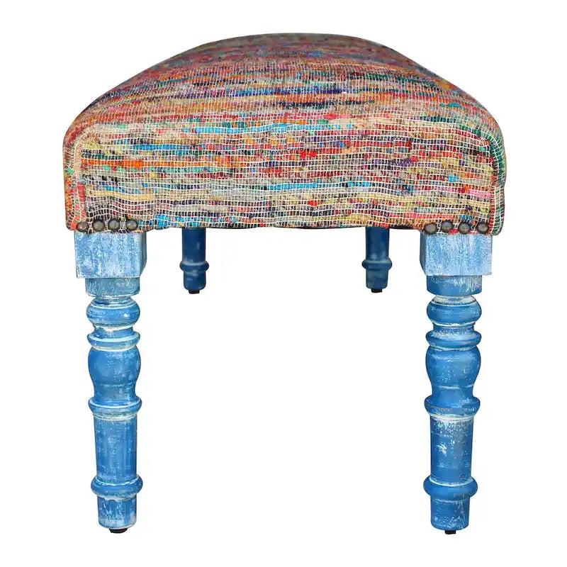 Banc rembourré 47 Rainbow Stripe Blue Leg