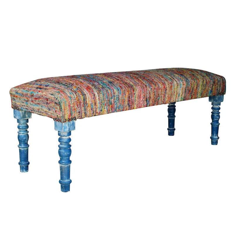 Banc rembourré 47 Rainbow Stripe Blue Leg