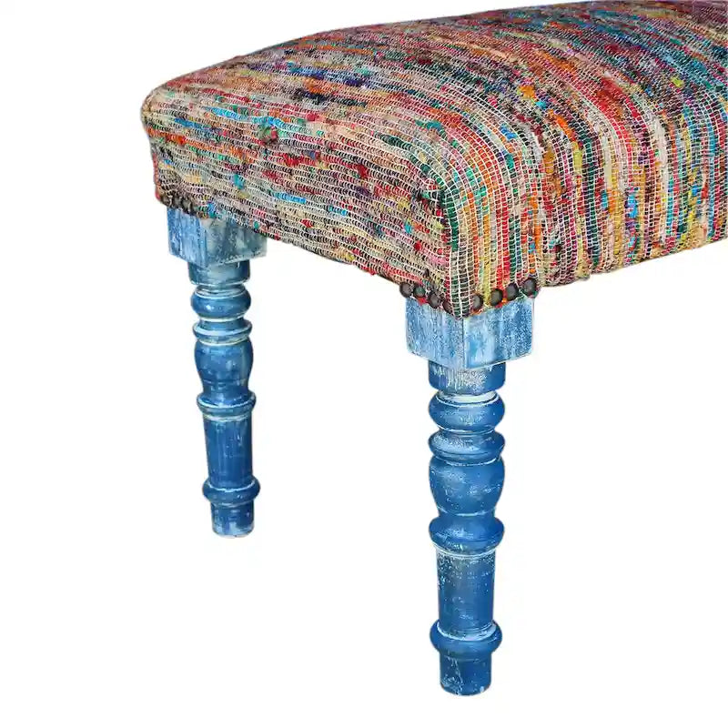 Banc rembourré 47 Rainbow Stripe Blue Leg