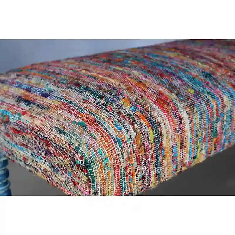 Banc rembourré 47 Rainbow Stripe Blue Leg