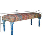 Banc rembourré 47 Rainbow Stripe Blue Leg