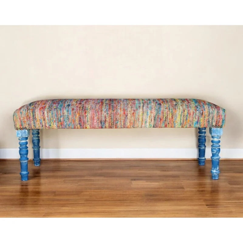 Banc rembourré 47 Rainbow Stripe Blue Leg