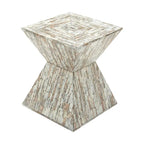Table d'appoint en nacre faite à la main en forme de sablier - Grise ou Beige - Roche River Decor