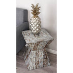 Table d'appoint en nacre faite à la main en forme de sablier - Grise ou Beige - Roche River Decor