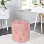Pouf rond touffeté Adeco - Repose-pieds en tissu