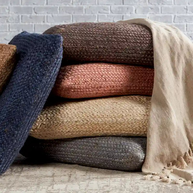 Pouf/coussin de sol en jute texturé Faxon
