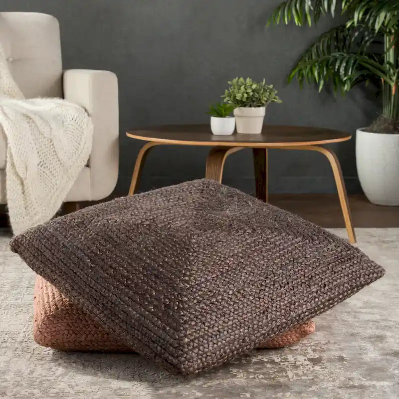 Pouf/coussin de sol en jute texturé Faxon
