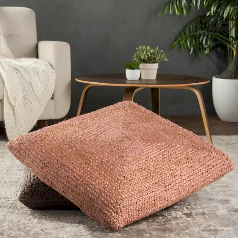Pouf/coussin de sol en jute texturé Faxon