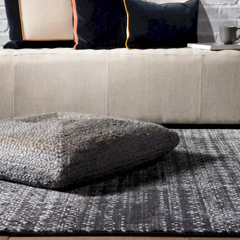 Pouf/coussin de sol en jute texturé Faxon