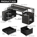 Bureau de jeu en L à LED, bureau d'angle pour ordinateur de 65 pouces avec support d'écran et armoire de rangement