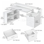 Bureau de jeu en L à LED, bureau d'angle pour ordinateur de 65 pouces avec support d'écran et armoire de rangement