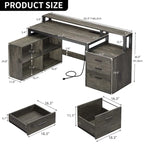 Bureau de jeu en L à LED, bureau d'angle pour ordinateur de 65 pouces avec support d'écran et armoire de rangement