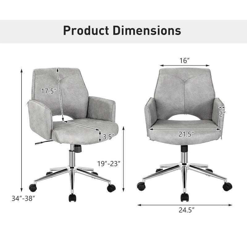Fauteuil de bureau moderne à dossier mi-hauteur capitonné en similicuir