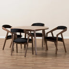Ensemble de salle à manger 5 pièces en tissu gris du milieu du siècle