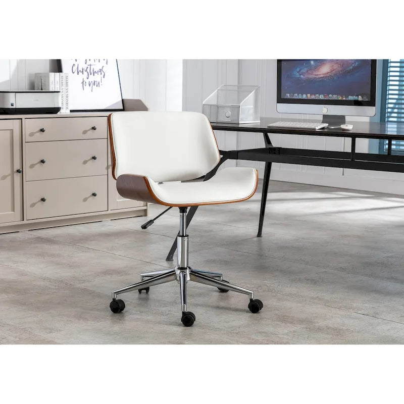 Chaise de bureau Herning en similicuir style Mid-Century
