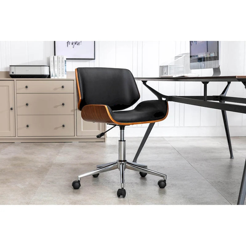 Chaise de bureau Herning en similicuir style Mid-Century