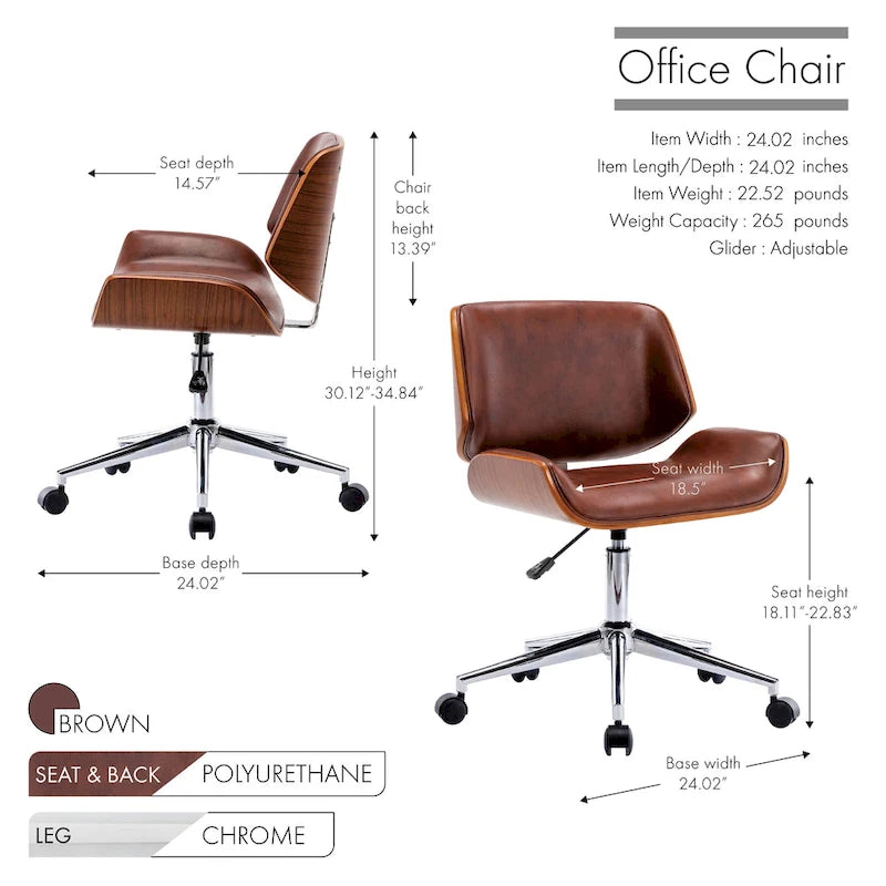Chaise de bureau Herning en similicuir style Mid-Century
