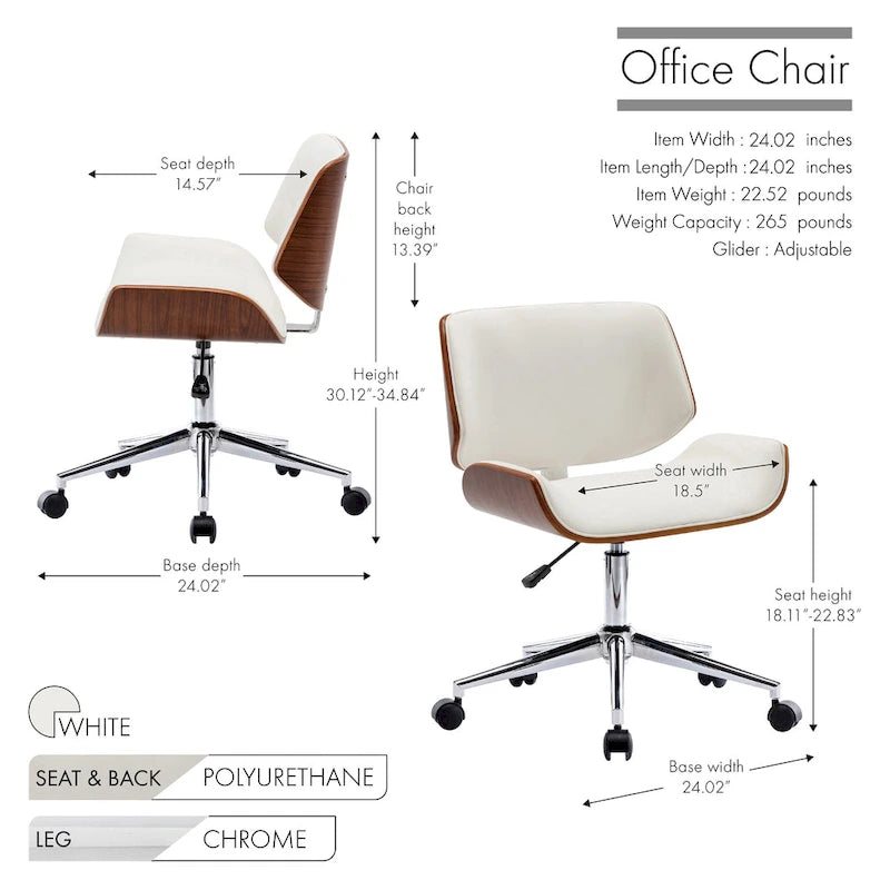 Chaise de bureau Herning en similicuir style Mid-Century