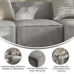 Fauteuil central sans accoudoirs pour canapé modulable contemporain - 36,75P x 28,25L x 28H