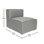 Fauteuil central sans accoudoirs pour canapé modulable contemporain - 36,75P x 28,25L x 28H