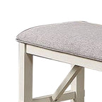 Banc de salle à manger Lexi de 50 pouces, assise rembourrée en tissu, bois d'hévéa, gris et blanc