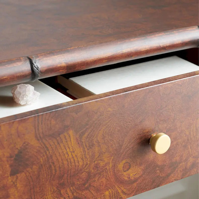 Console Francina à 2 étagères, brun foncé/doré - 42 L x 15,8 P x 29 H