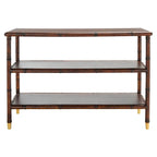 Console Francina à 2 étagères, brun foncé/doré - 42 L x 15,8 P x 29 H