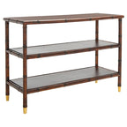 Console Francina à 2 étagères, brun foncé/doré - 42 L x 15,8 P x 29 H