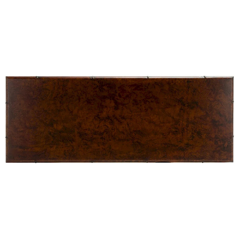 Console Francina à 2 étagères, brun foncé/doré - 42 L x 15,8 P x 29 H