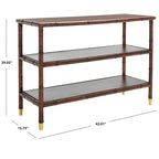 Console Francina à 2 étagères, brun foncé/doré - 42 L x 15,8 P x 29 H