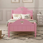 Macaron Twin Size Toddler Bed with Side Safety Rails and Headboard and Footboard