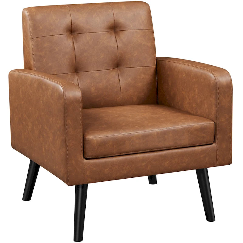 Fauteuil d'appoint capitonné moderne en similicuir