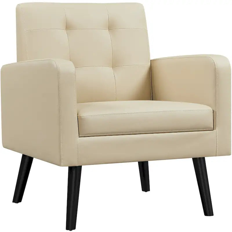 Fauteuil d'appoint capitonné moderne en similicuir