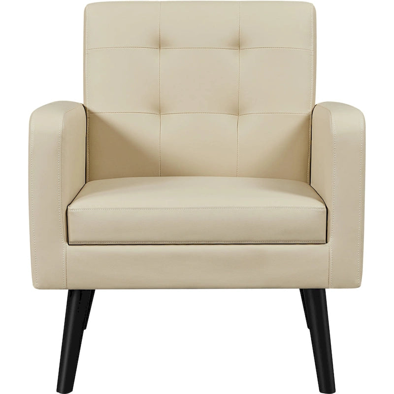 Fauteuil d'appoint capitonné moderne en similicuir